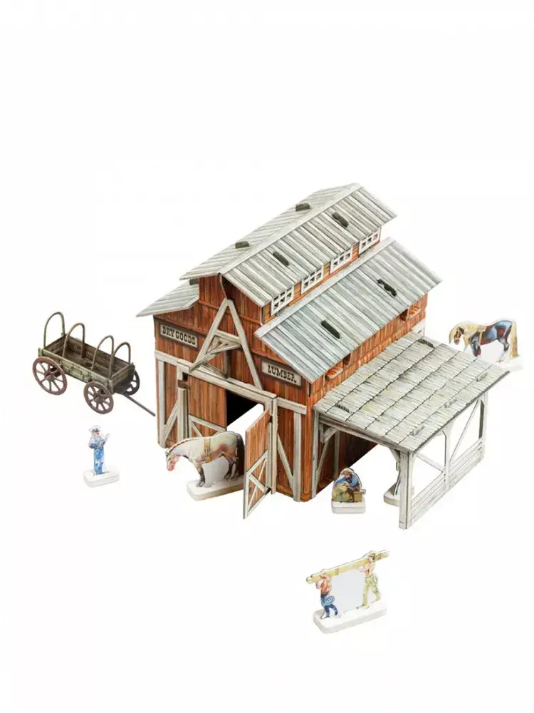 3D Cardboard Warehouse Puzzle – Wild West DIY Building Model for Collect... - $33.99