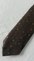 Kenzie Men’s Silk Tie Brown With Multicolor Polka Dots Necktie Italy - £22.95 GBP