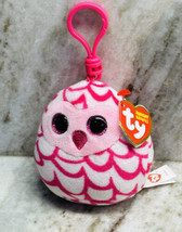 Plush Pinkie The OWL Ty Inc. Round Pillow Shape Small Soft Key Clip 3” - £10.98 GBP