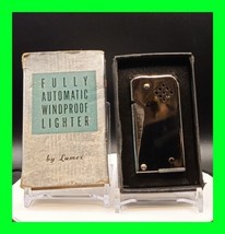 Unfired Vintage Automatic Squeeze Windproof Lighter By Lumex With Origin... - $128.69