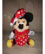 Disney Baby Minnie Mouse Christmas Plush 8&quot; Rattle Santa Hat Xmas Stuffe... - £12.44 GBP