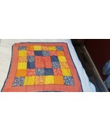 Vintage Square Scarf Block Print Large 25&quot;  Hair Scarf Kerchief Neck - $373.00 MXN