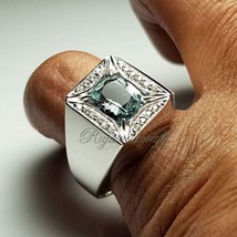 AAA Genuine Aquamarine Wedding Ring Handmade 925 Silver Jewelry Gift for Him - £73.49 GBP