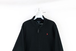Vintage 90s Ralph Lauren Mens Size Small Full Zip Fleece Jacket Black Polyester - £35.52 GBP