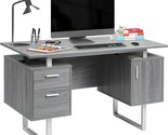 Techni Mobili Modern Office Desk with Storage, Gray - $306.99