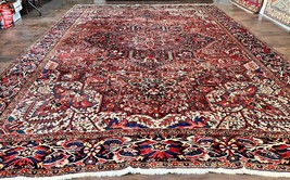 Antique Heriz Rug 11x15 Large Geometric Oriental Carpet Red Wool Handmade Rare - £11,733.21 GBP