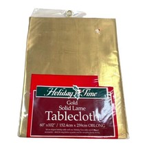 Holiday Time Gold Solid Lame Tablecloth 60” X 102” Oblong Christmas Than... - $32.71