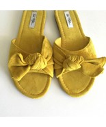Mustard Yellow Women&#39;s Summer Sandals Size 6.5 Slip On Faux Suede Flats - $26.25