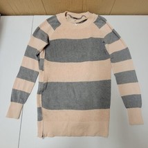 Poof Long Sleeve Side Zip Sweater - Peach &amp; Gray Striped Has Some Fuzzys... - £14.38 GBP