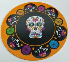 Halloween Party Plastic Serving Platter/Tray Sugar Skull Lot of 2 14&quot; - £12.52 GBP