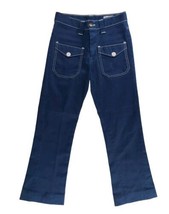 VTG 70s Farah Flare Bell Bottom Jeans 25 X 24.5 Solid Blue Hippy - $44.55