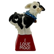 Vintage Enesco Kathy Wise Cow Calf Bell Ringer 1.5 inch Tall - £19.78 GBP