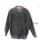 Vintage Pelle Suede Leather Bomber Jacket Ladies Size Large Black 1980’s... - $38.70