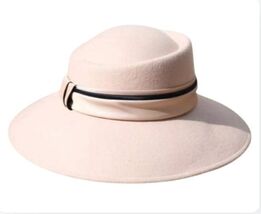 Ladies Women Fedoras French Fashion Hat Wide Brim England Style Wool Par... - $89.99