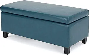 Christopher Knight Home Breanna Leather Storage Ottoman, Teal - $252.99