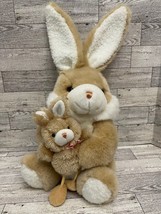 Walmart Bunny Rabbit Holding Baby Plush Easter Stuffed Animal Floppy Ear Tan - £11.78 GBP