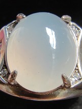 Glassy Ice Lavender Purple Natural Burma Jadeite Jade Ring # 925 Sterling Silver - £2,032.78 GBP