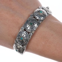 6.75&quot; 20&#39;s-30&#39;s Navajo ingot stilver  medallions bracelet with snake eye - £745.82 GBP