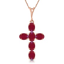 1.5 Carat 14K Solid Rose Gold Cross Gemstone Necklace Natural Ruby 14&quot;-24&quot; - £321.82 GBP