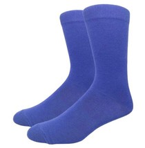 Solid Color Crew Cotton Dress Socks - Royal Blue - £4.57 GBP