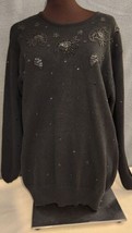 VTG Dana Scott Women&#39;s Black Holiday Beaded Paisley Pull Over Sweater Sz... - £18.04 GBP