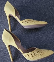 Just Fab ~ PERFA ~ Yellow ~ Faux Suede ~ 5&quot; Stiletto Heels ~ Pumps ~ Siz... - £23.56 GBP