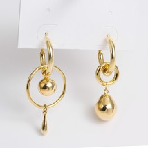 AENMetallic Asymmetry Gold Color Circle Ball Drop Dangle Earrings Bouquet for Wo - £10.56 GBP