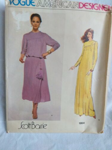 Primary image for 70's Vintage Vogue #1994 American Designer Scott Barrie Pullover Dress Size 10