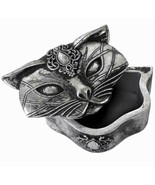 Alchemy Gothic Sacred Cat Ailouros Trinket Box w/ Lid Antiqued Silver Re... - $24.95