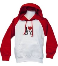 I Love NY Girls Hoodie Glitter Sweatshirt Pullover Heart New York Kids White Red - £27.45 GBP