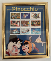 Pinocchio Disney Set 9 Framed Stamps Geppetto Jiminy Cricket Donkey Fish - $24.74
