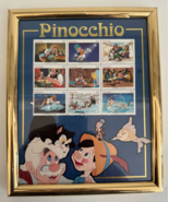 Pinocchio Disney Set 9 Framed Stamps Geppetto Jiminy Cricket Donkey Fish - $33.83 CAD