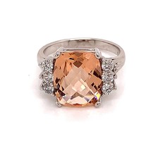 Diamond Morganite Ring Size 7.25 14k Gold 5.60 TCW Certified $5,950 120600 - £1,673.73 GBP