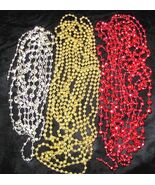 Vintage Christmas Red Silver Gold Metallic Bead Garlands Lot of 3 Strand... - €20,36 EUR
