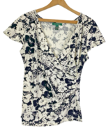 Ralph Lauren Babydoll Top Size Medium Black &amp; White Floral Wrap Front Y2... - $1,123.50 MXN