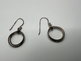 Vintage Sterling Silver Ring Dangle Earrings 3.6cm - £11.05 GBP