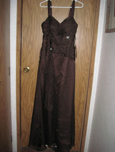 LIGHT IN THE BOX LONG BROWN GOWN w/SHEER OVER SATIN-BEADS/SEQUINS-NWT-12... - €16,23 EUR