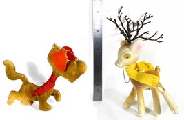 Vintage Pair of Googly Eyed Flocked Christmas Ornaments (Circa 1950&#39;s) - £10.99 GBP
