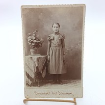 Antique Davenport Art Studio Cabinet Card Photograph Of Girl In Victoria... - $28.06