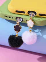 Fashionable Furball Flower Pendant Phone Dust Plug Stylish Gift for Couples - $92.44 MXN+