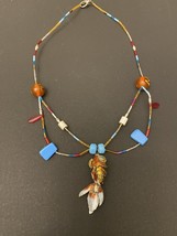 Cloisonne Enamel Articulated Koi Fish Pendant Charm Glass Beads Necklace Vintage - £35.03 GBP