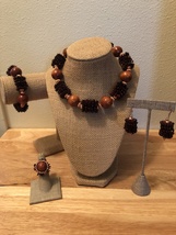 Koa Seed &amp; Monkey Pod Choker Jewelry Set,Hawaiian Lei Set,Polynesian Wear,Jewels - £86.20 GBP