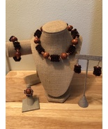Koa Seed &amp; Monkey Pod Choker Jewelry Set,Hawaiian Lei Set,Polynesian Wea... - £86.49 GBP