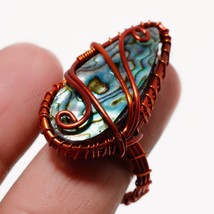 Abalone Shell Gemstone Ethnic Wire Wrapped Handcrafted Copper Ring 9&quot; SA 670 - £3.73 GBP