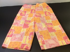 Alfred Dunner Capris Paisley Size 12 Pink Orange Yellow Stretch Pockets - £15.78 GBP