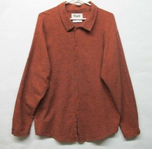Flax Designs Linen Red Orange Rust Mens Style Button Down Shirt Size S Small - £22.31 GBP