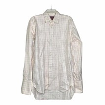 Charles Tyrwhitt Dress Shirt Size 16-36 White With Pink Mustard Check Mens - $19.79
