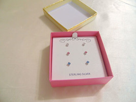 Lily Nily Sterling Silver Crystal Children&#39;s 3 pair set Stud Earrings C323 $80 - £17.47 GBP