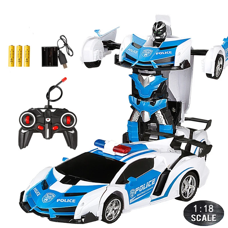 24CM 1:18 RC Car Toy Remote Transformation Robot One Key Deformation Electric - £21.42 GBP+