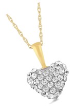 Puffed Heart Necklace Pendant 10K Yellow Gold with - £157.18 GBP